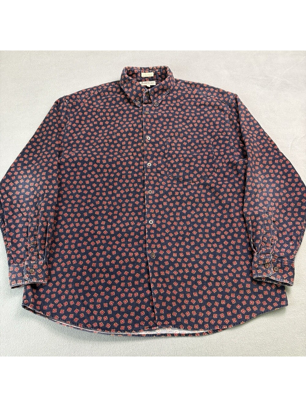 Vintage Aeropostale Patterned Corduroy Button Up Shirt Size Large